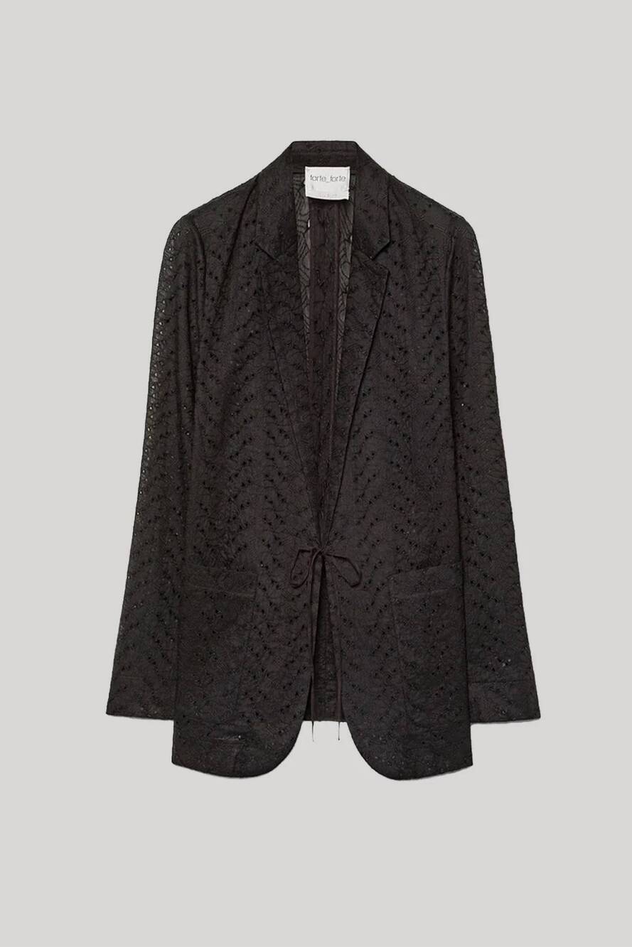 NEW FORTE FORTE women's broderies anglaise embroidery muslin jacket in black